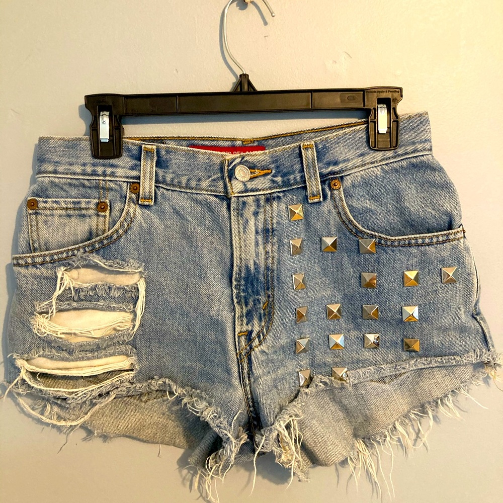 Distressed Levi Jean shorts